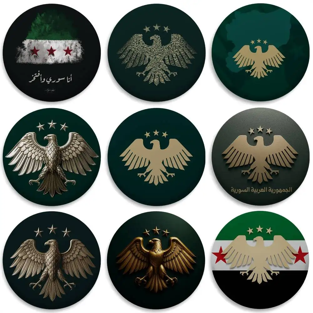 

Eagle Syrian New 2025 Logo Flag Badges Round Exquisite Badge Brooches Creative Pins For Clothes Hat Backpack Gift Accessories