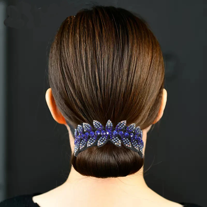 AWAYTR Fashion Rhinestone Hair Claws Ponytail Holder Hairpin Women Crystal Bird Nest Twist Clip Bun Hair Clip Hair Accessories
