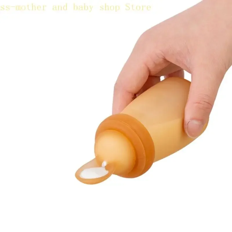 066B Ergonomische Säuglingsernährung Löffel Silikon Squeeze Flasche Spender Praktische Baby Entwöhnungsutensilien
