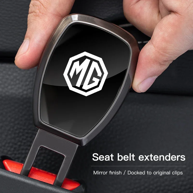 Metal Seat Belt Buckle Extension Clip Safety Seatbelt Extender For MG HS ZS MG4 Mulan MG5 GT, Mirror Finish MG Logo Car Interior 3