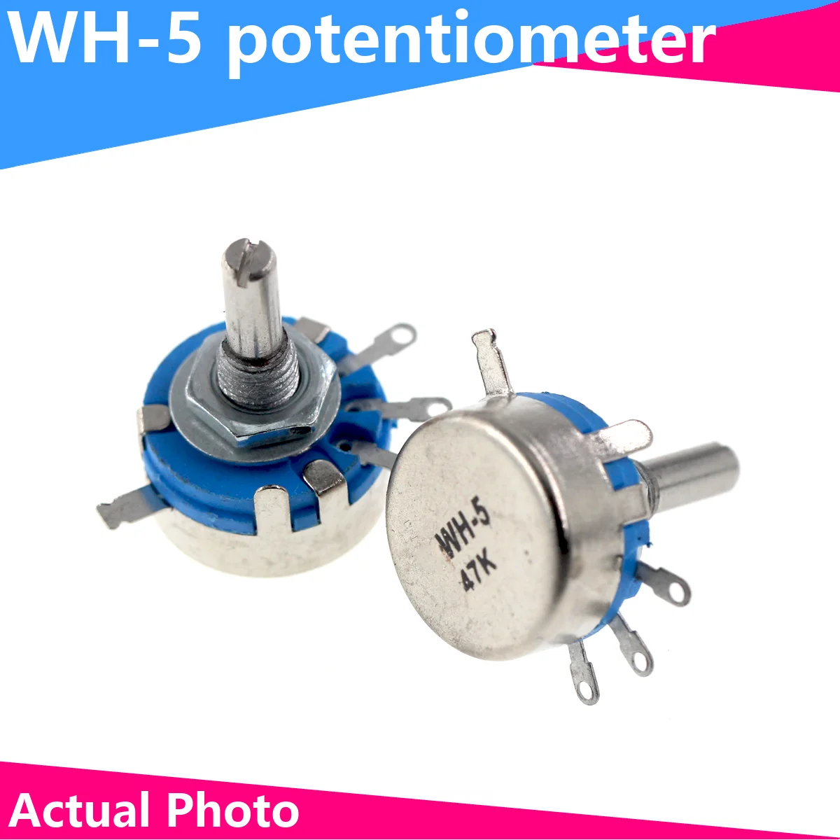 

2PCS WH5-1A 470R 1K 10K 47K 4K7 100K 470K 220K 1K5 22K 1M ohm 3-Terminals Round Shaft Rotary Taper Carbon Potentiometer WH5