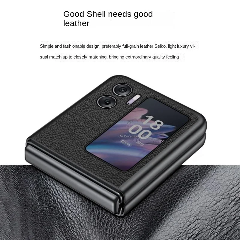 Luxury For Oppo Find N2 Flip Case Armor Premium Genuine Leather Chockproof Protection Cover On For Find N2 Flip