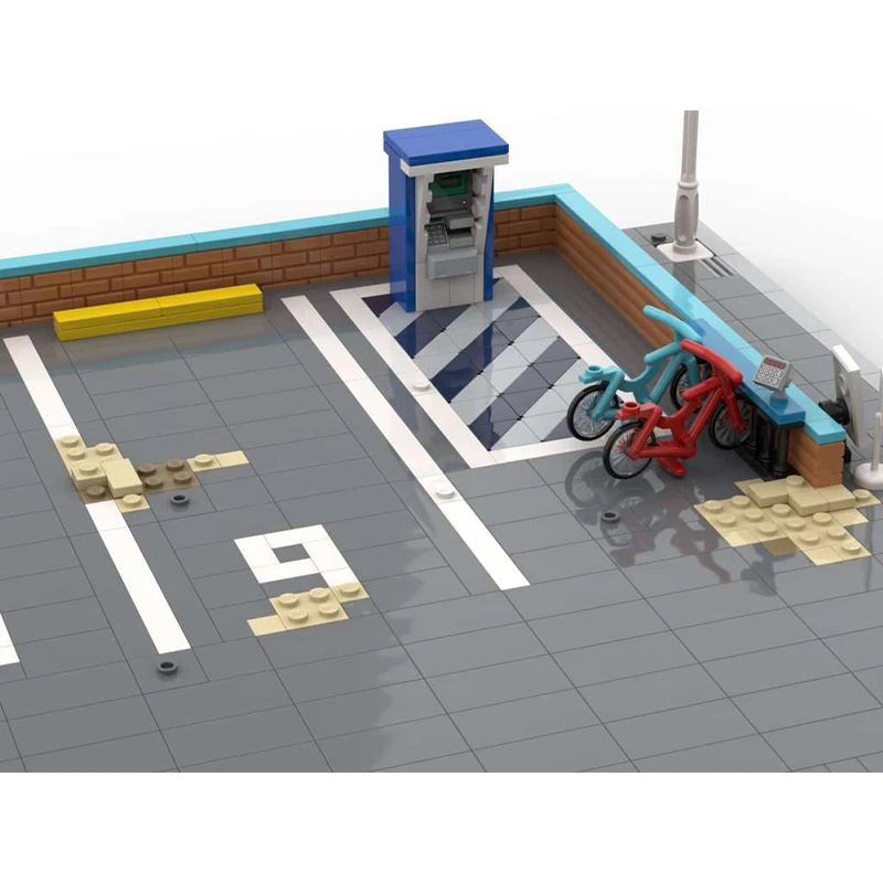 1892pcs MOC Modular Beach Parking Lot Modular Buildings Building Blocks Christmas Gift idea Holiday Time-Killing Challenge Set