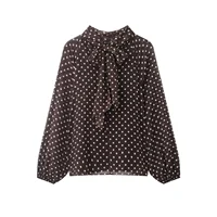 Women's Dots Printed Blouse Shirt Spring Autumn Fashion Long Sleeve Bow Lace-Up Blouse Shirt Lady Elegant High Street Blouses - Image 3