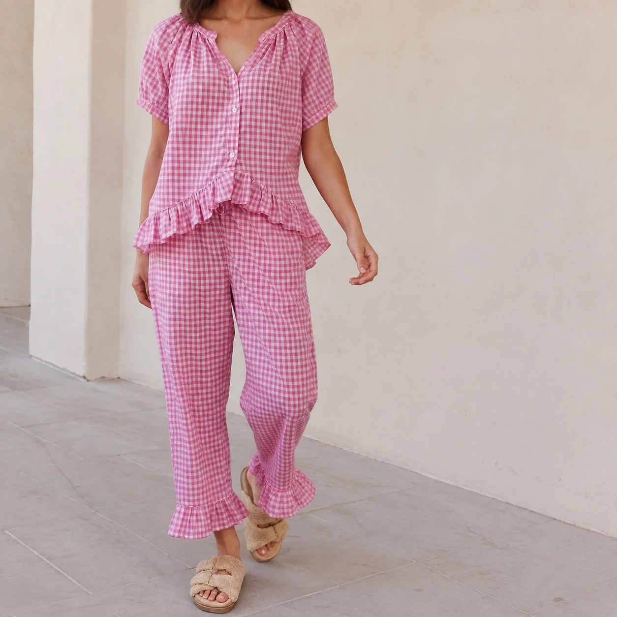 Casual Long Sleeve Set Asymmetrical Commuter Style with Asymmetrical Design Wrinkle Finish Summer Wearable Loungewear for Women