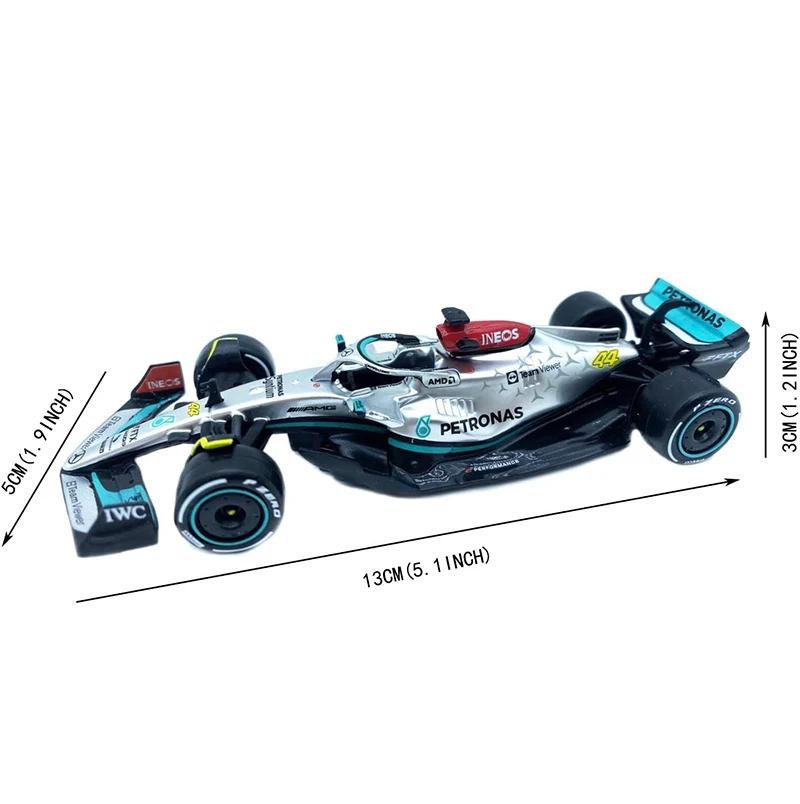 Bburago 2022 F1 Mercedes Benz-AMG W13 Racing Cars #44 Hamilton #63 Russell 1:43 Alloy Luxury Car Model Toys Gifts For Children