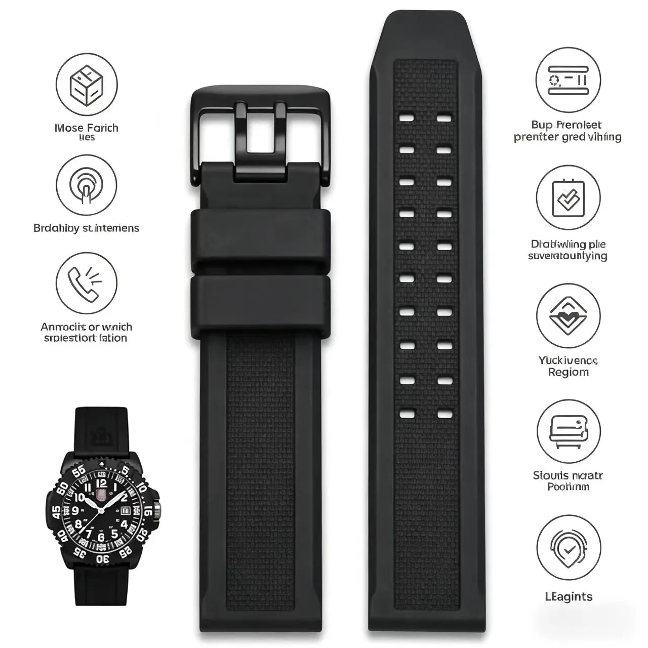 23mm Silicone Watch Strap for Luminox 1820 7251 3050 Watchband Men Military Sport Diving Rubber Bracelet Belt Accessories