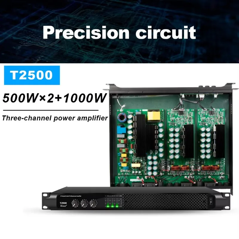 Hot Selling T2500 Hight Power 3 Channel Digital Post Power Amplifier Professional 1000W+2*500W