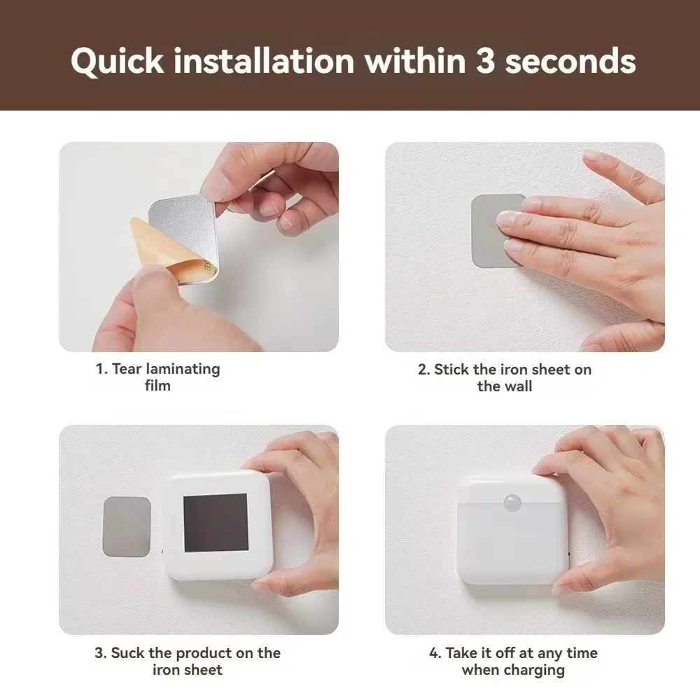 LED Night Light, Human Motion Sensor Lamp USB C Rechargeable Closet Light, Wireless LED Wall Lamp For Stairs Closet Kitchen Bed image 4