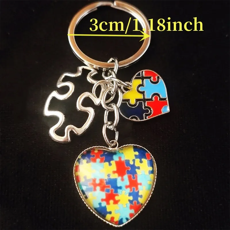 Unique Keychain Autism Awareness Kid Children Puzzle Keyring Pendant Women Man Jewelry Accessories Gift