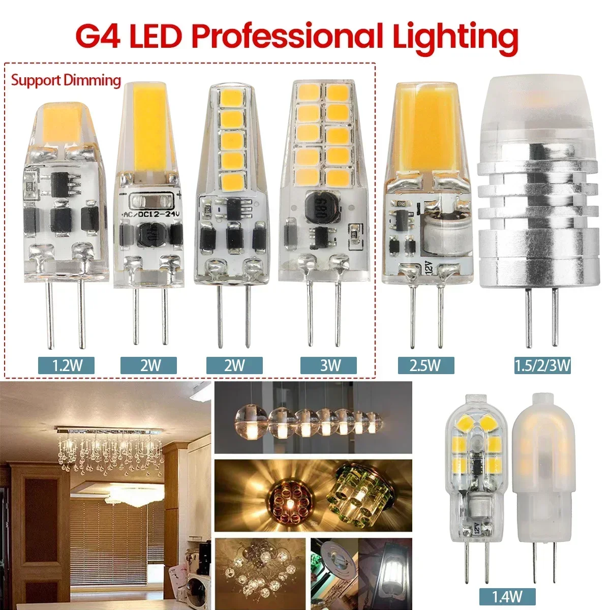 

2-20pcs LED MINI G4 AC DC 12V 24V Low Power 1.2W 1.4W 1.5W 2W 3W Efficiency Strobe Free for Crystal Chandelier Kitchen Toilet