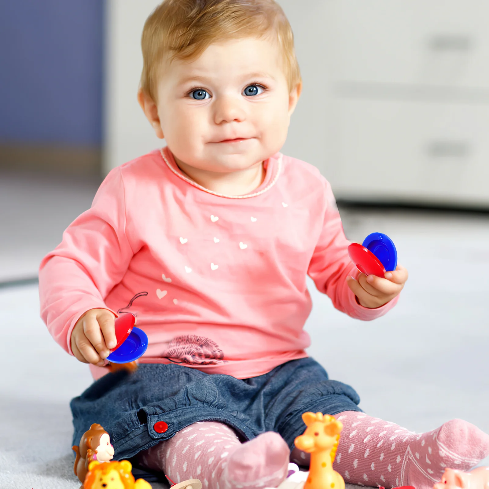 Lot de 12 pièces de castagnettes à doigts pour enfant, petits instruments de musique, jouets suspendus