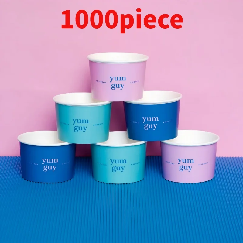 

10 00piece.Custom.Paper Cup With Lids One-Stop Custom Service Recyclable Take Away Cold Cups Yogurt Cups