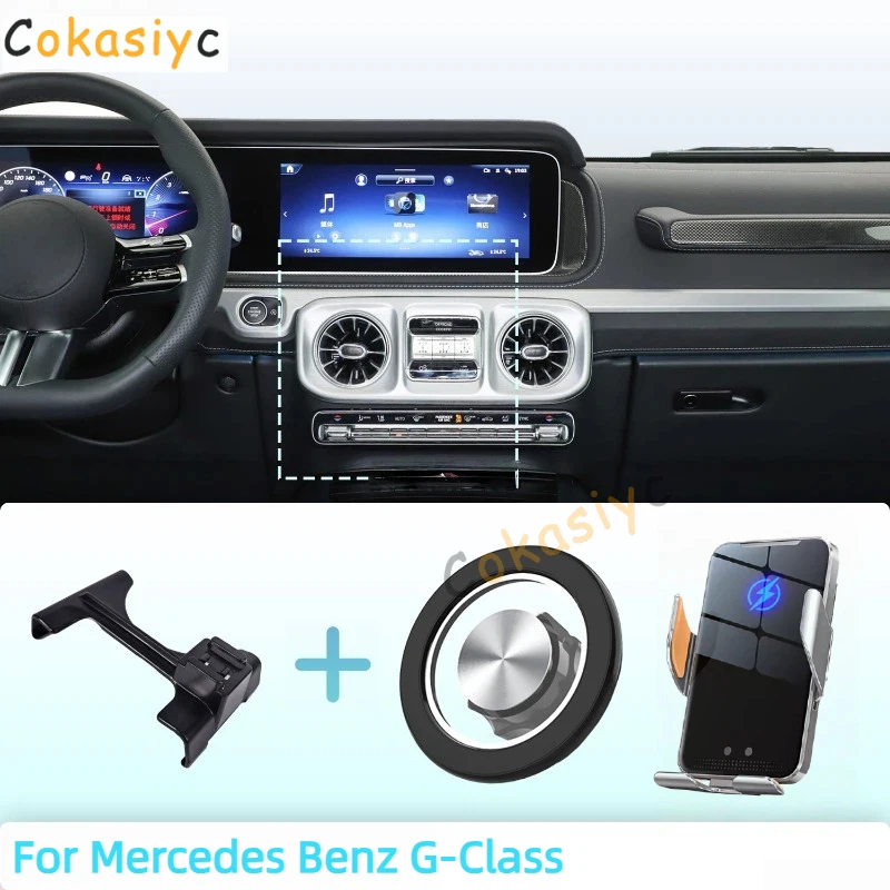 Suporte de Telefone Magnético para Carro Feito Sob Medida para Mercedes Benz G-Class W465 2025 com Carregamento Sem Fio e Sensor Inteligente