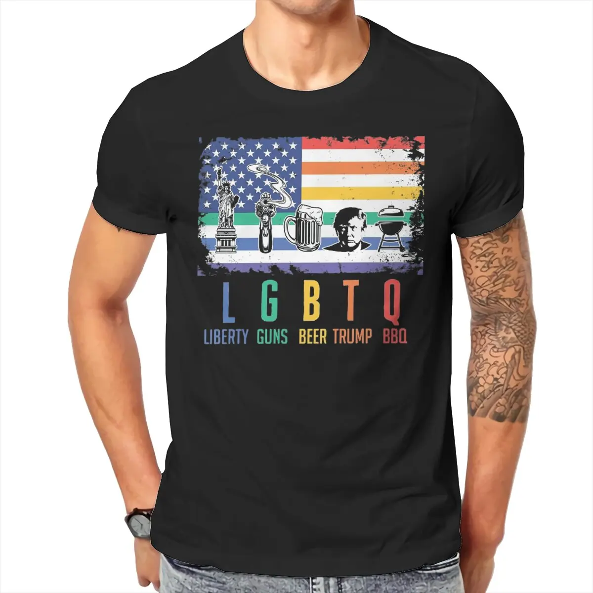 Summer men's and women's casual T-shirts LGBT Parody Liberty Guns Beer Trump O neck short sleeve T-shirt Street Clothing S-6XL