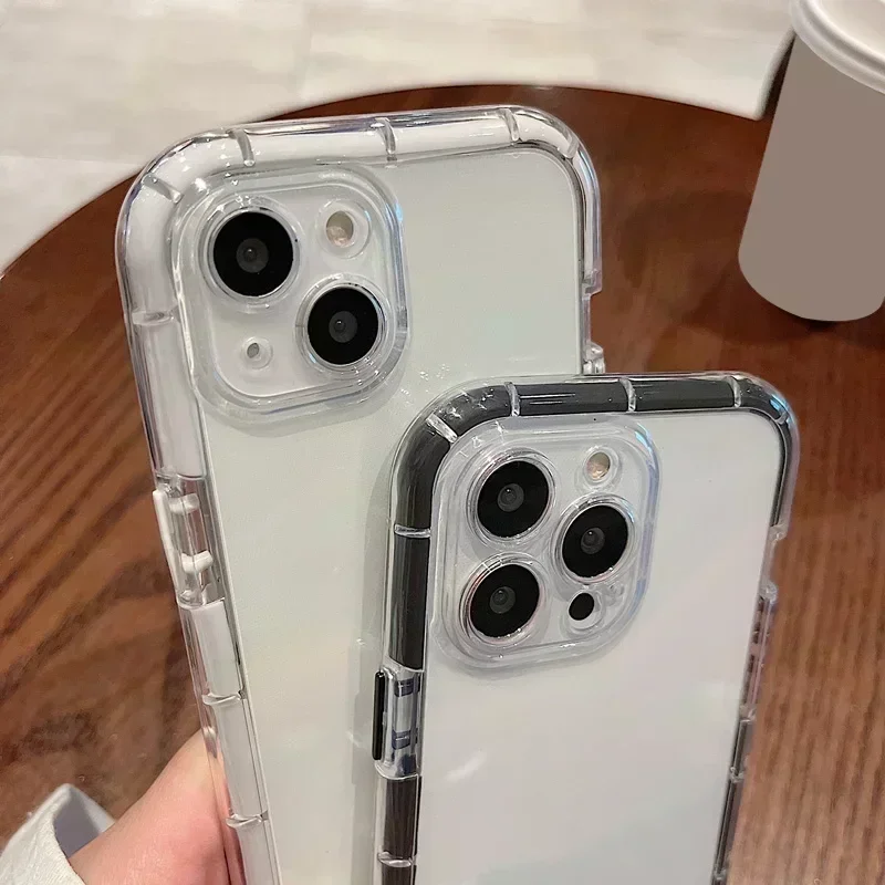 Luxury Luminous Color Frame Case For iPhone 14 13 Pro Max Transparent Shell For 11 12 Pro Max Shockproof Silicone Cover