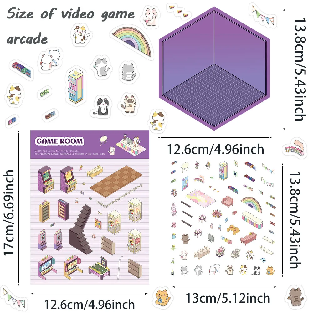 Plus Size tow-story Cabin Scene DIY Sticker Highly Playable Sticker Stacking Pasting Festival Birthday Gift for