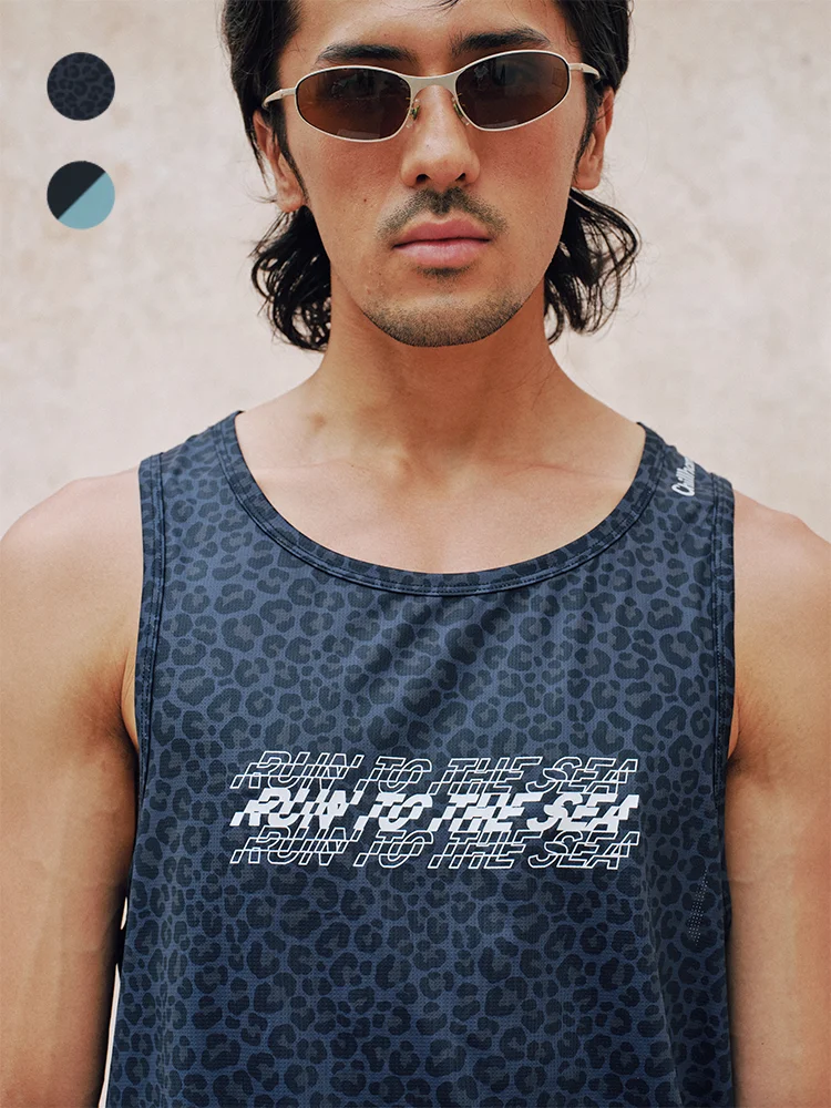 

Chillhang Retro Lightweight Loose Running Fitn Vest Breathable Qui Dry Svel Tank Top for Men with Leopard Stripe P...