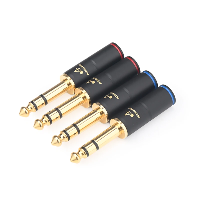 4PCS Hi-end HiFi 6.5mm TRS Stereo 3 Pole Gold Plated 6.5 Jack Straight Connector for Guitar Bass Microphone