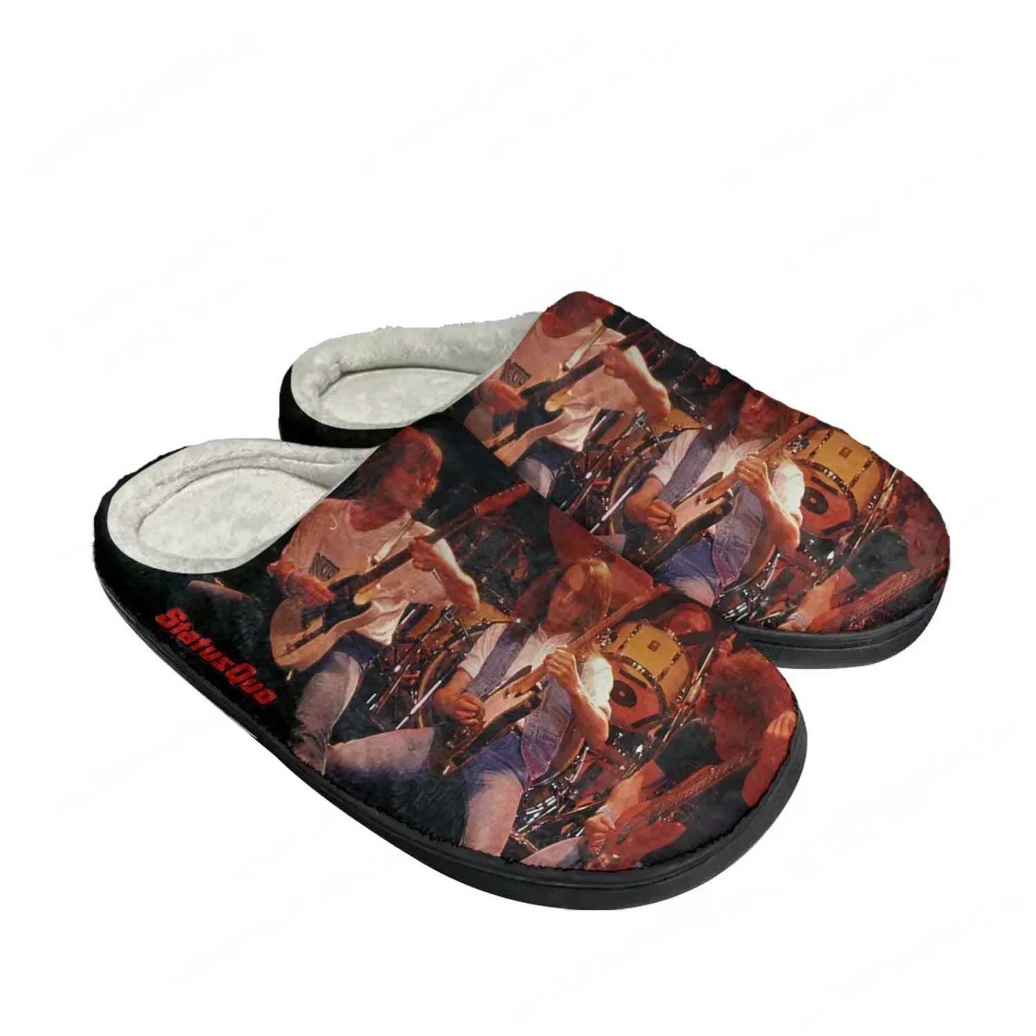 

Status Quo Rock Band Fashion Home Cotton Custom Slippers Mens Womens Sandals Plush Bedroom Casual Keep Warm Shoe Thermal Slipper