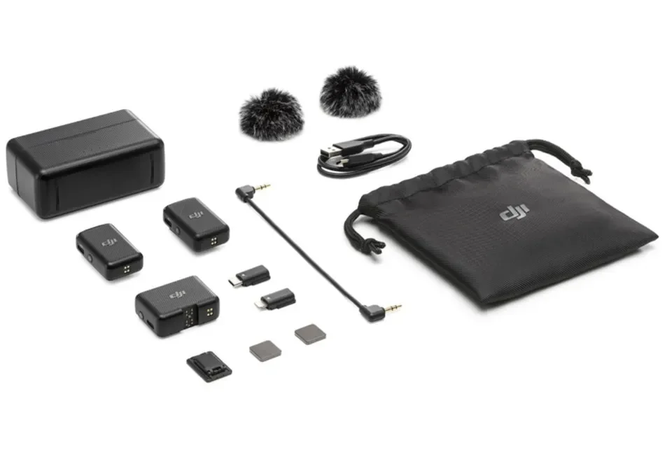 Alcance de Transmissão DJI-Mic 250m, Receptor de Gravação Dual Channel, Gravação de Vídeo e Áudio Sem Fio