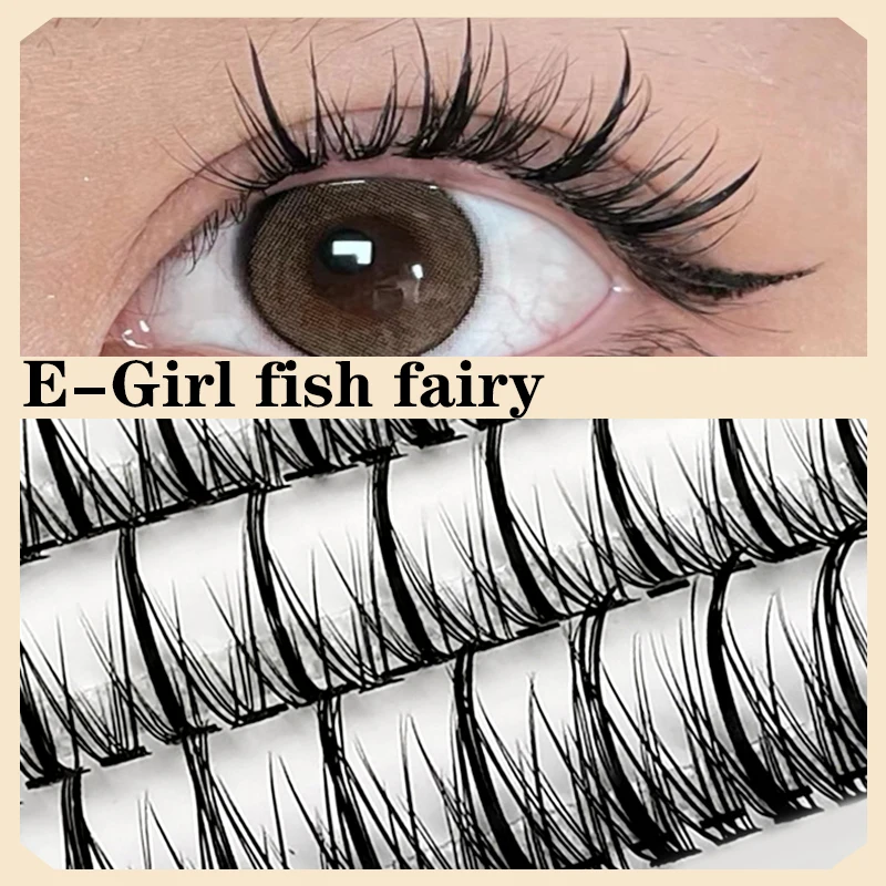 

Anlinnet Egirl Sandwich False Eyelashes Natural Thick A-type Fishtail Fairy Hair Self-adhesive False Eyelashes Comic Eyelashes