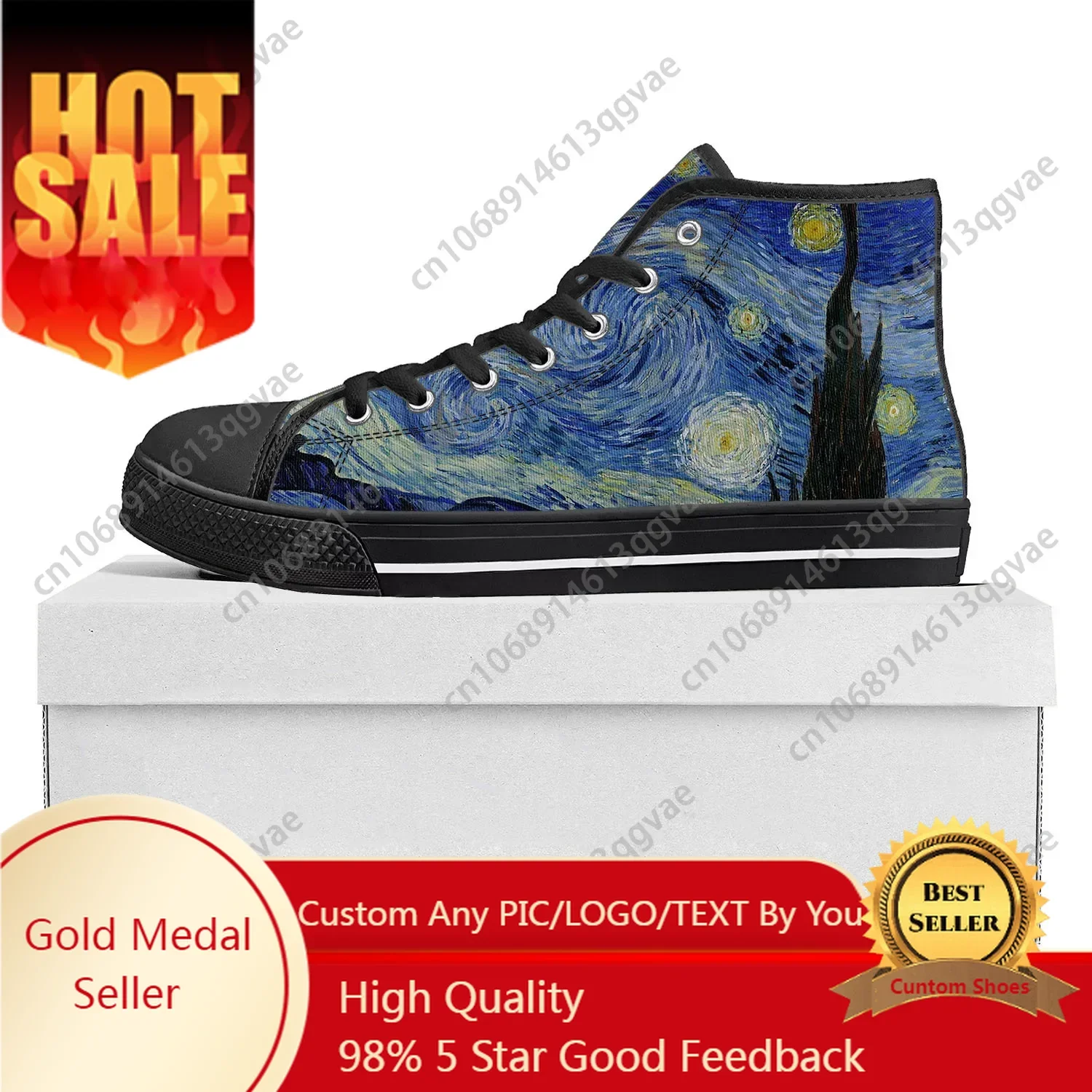 

Van Gogh Oil Painting Starry Night High Top High Quality Sneakers Mens Womens Teenager Canvas Sneaker Couple Shoes Custom Shoe