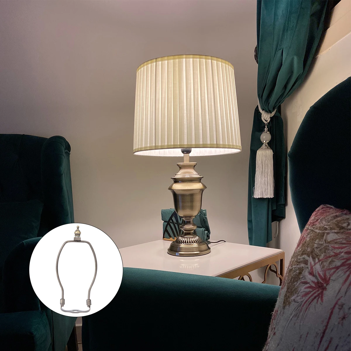 

Horn Bracket Table Lamp Shades Holders Harp Lampshade Fitting Support Attachment Saddle Base Converter for Frame