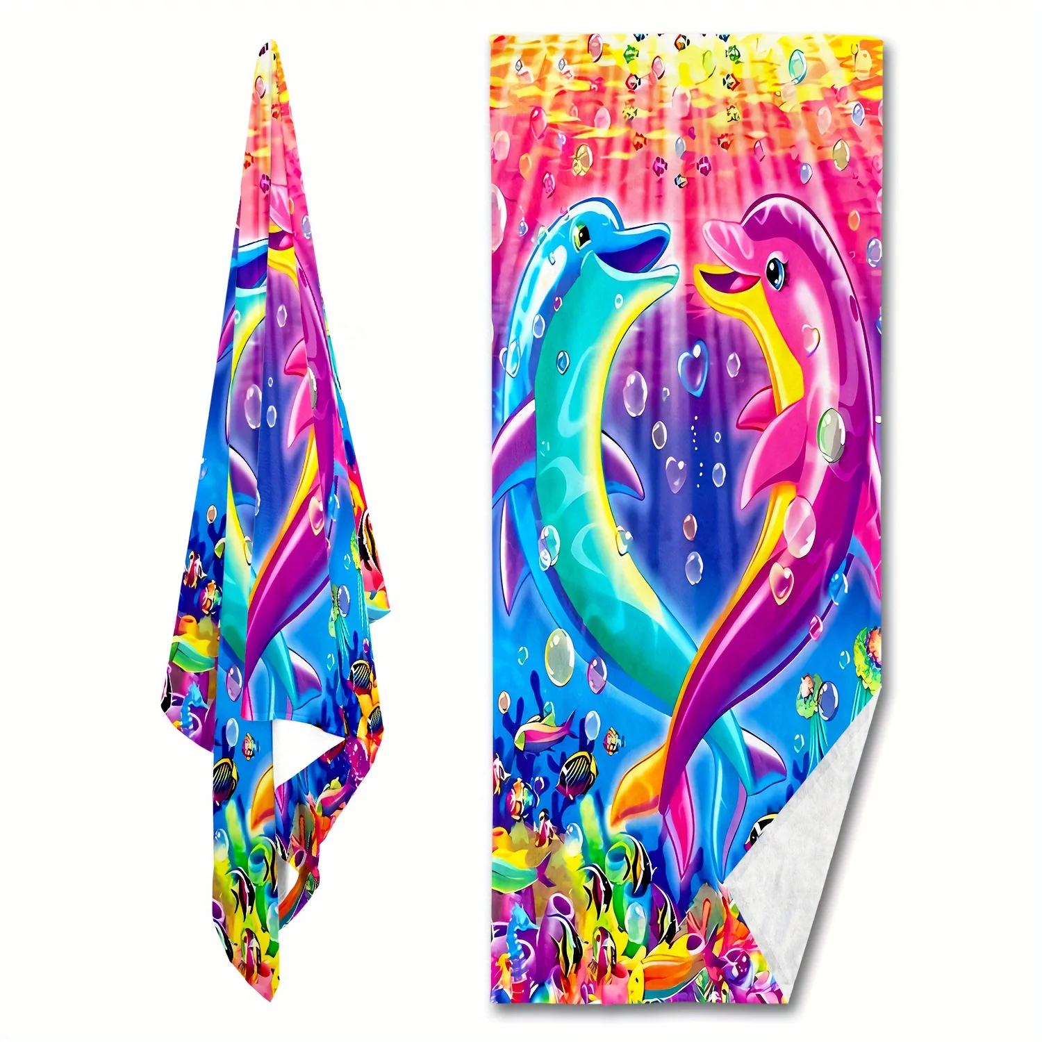 Dolphin Print Soft Comfortable Lightweight Beach Towel - Perfect for Outdoor Beach Travel Swimming Gym Yoga