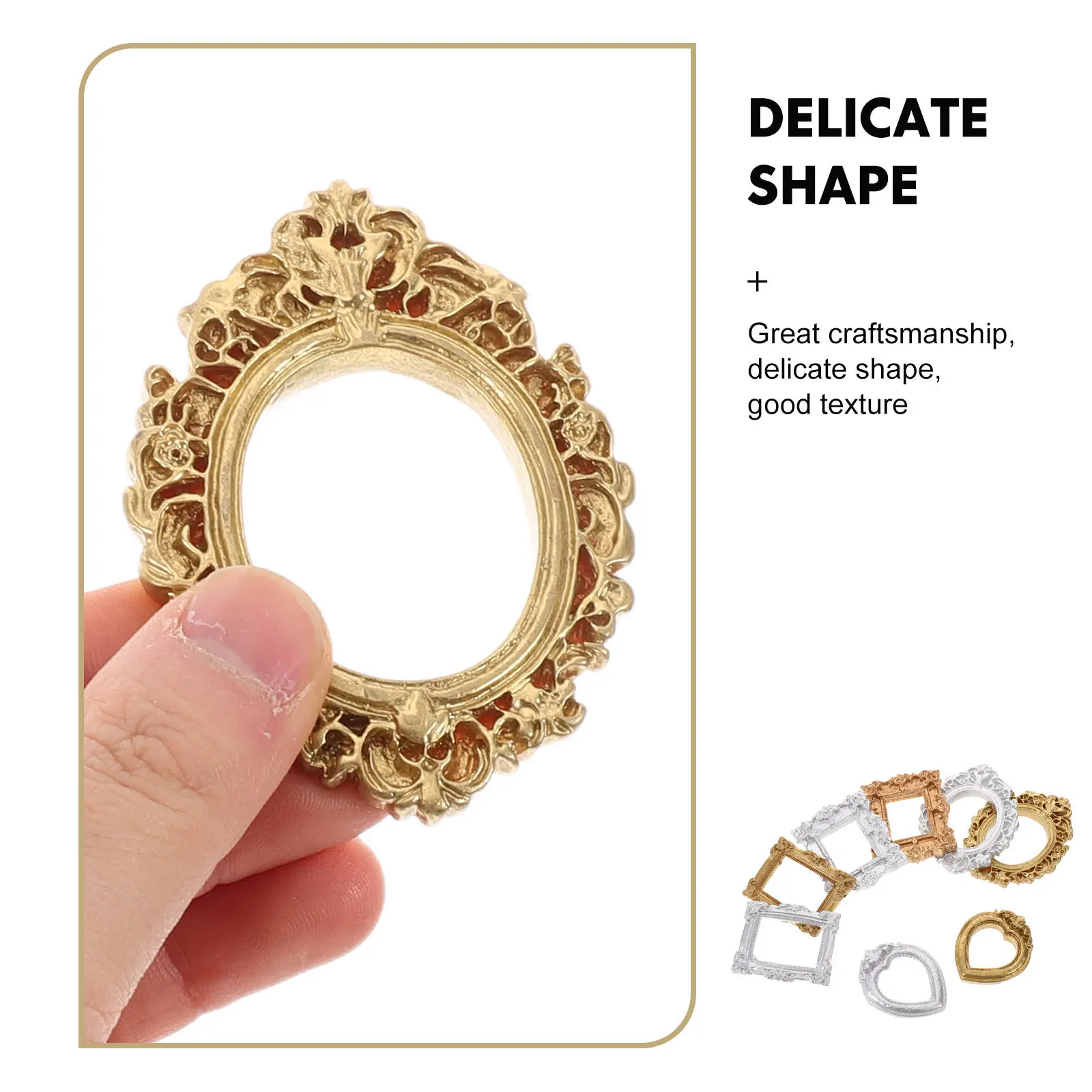 40Pcs Mini Gold Vintage Picture Frames Retro Small Ornate Photo Frames for Craft DIY Wall Decor and Miniature Display