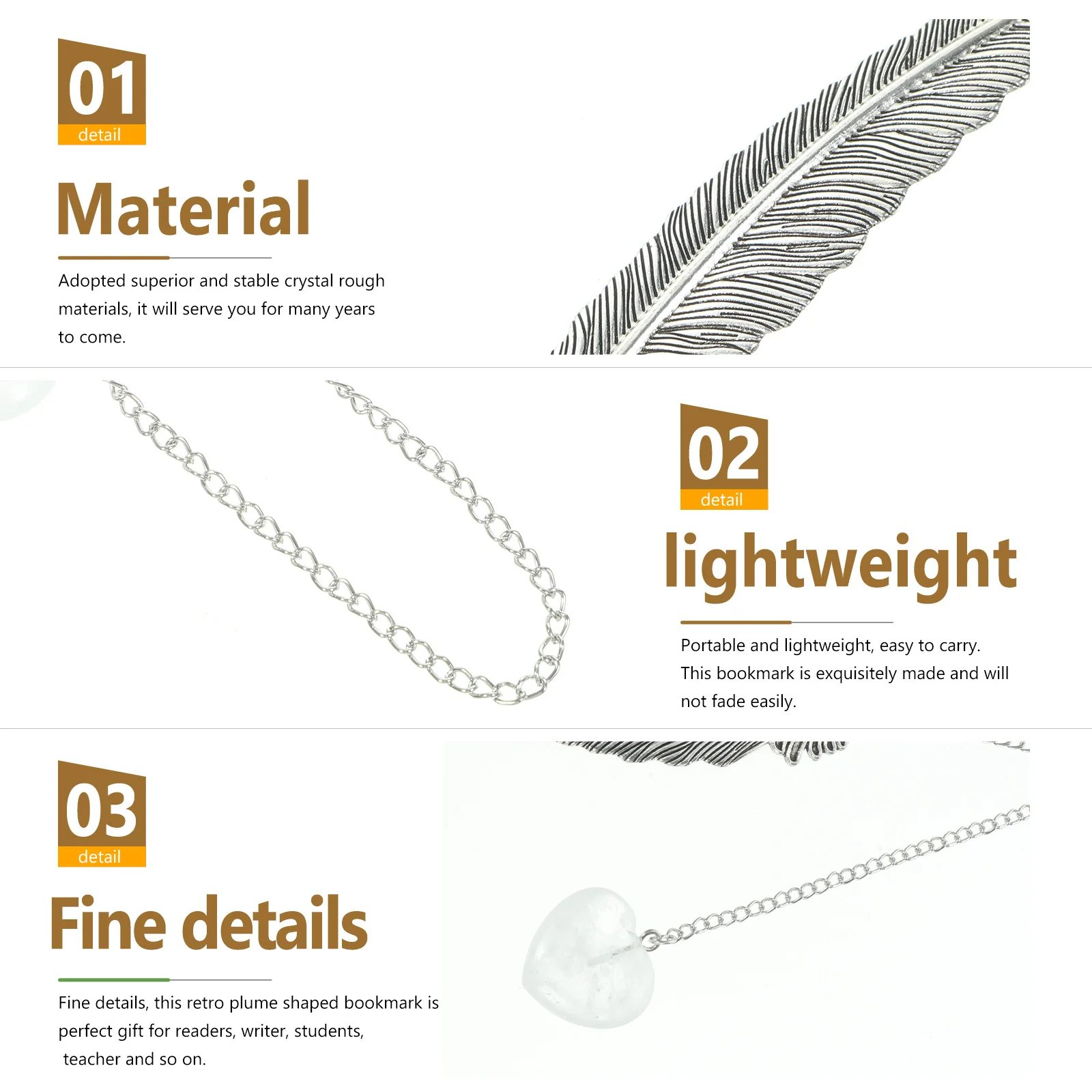 

Crystal Pendant Plume Design Retro Bookmark For Reading Gift Chain Bookmark Decor Students Retro Book Mark Bookmarks