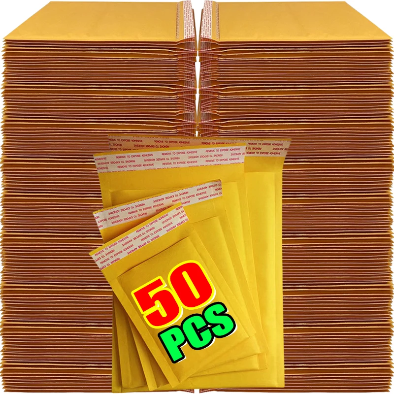 

50/10pcs Kraft Bubble Envelopes Bags Mailers Self-adhesive Sealed Waterproof Business Shipping Bag Gift Packaging Storage Pouch