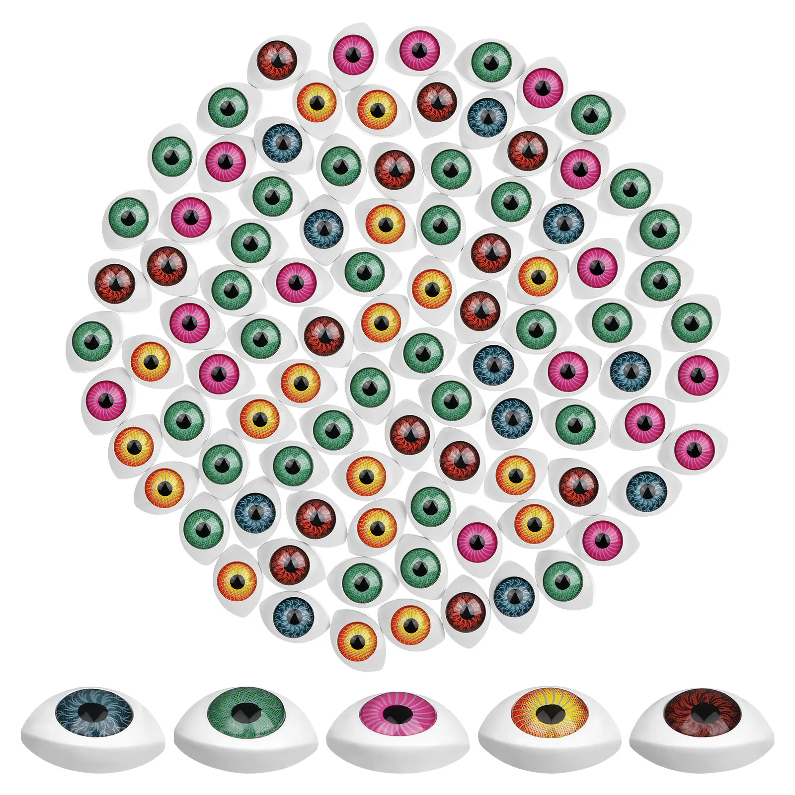 

100Pcs Acrylic Eyeballs Adhesive Backed Cartoon for DIY Headbands Forehead Stickers Mysterious Look Halloween Fun