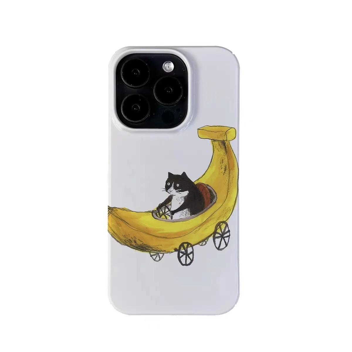 

Ins Black Cat Banana Boat Phone Case for IPHONE 17 Air 16E 15 PROMAX 14 Plus 13 12 MINI 11 PRO 16Plus XR XS Acrylic Phone Cover