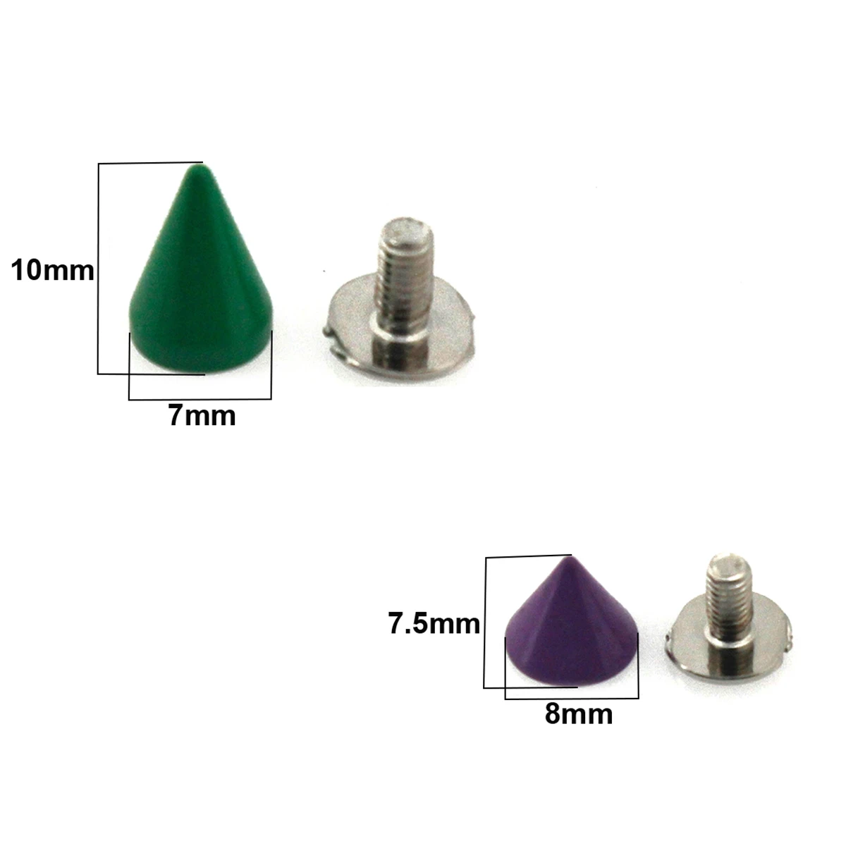 10pcs More Color Brass Bullet Cone Spike Punk Screwback Studs Bag Clothes Leather Craft Phone Case DIY Decor Accessories