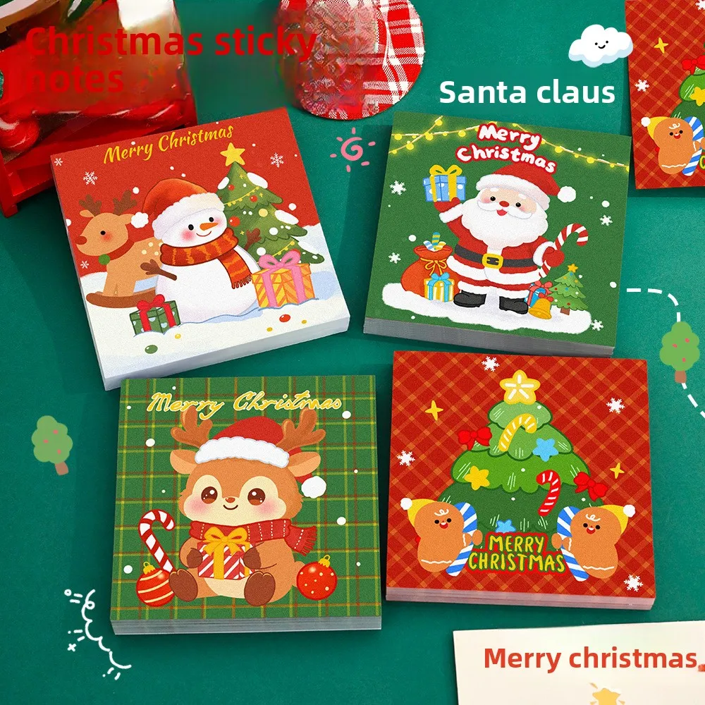 20 pcs 8*8cm Memo Pads ins Cute Christmas Notes Student Message Note Book High Value Santa N Times Notes Back To School