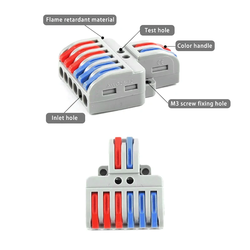 1PCS Fast Electrical Wires Connectors Universal Compact Splitter Lamp Wiring Cable Connector Push-in Conductor Terminal Block
