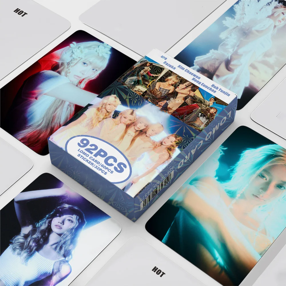 

92Pcs/Set Kpop Chaewon Eunchan HOT Album Cards Stickers Kazuha Yunjin Double Sides Concept Photocards DIY Decals Fans Collection
