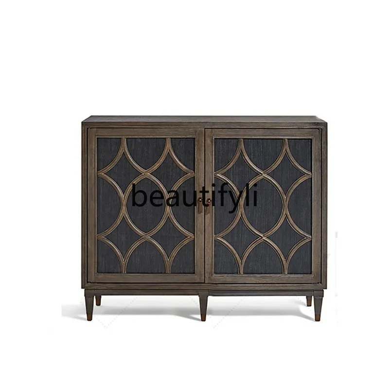 Ingangskast Massief houten entree Woonkamer Opbergkast TV-kast Vintage dressoir Amerikaanse stijl entreetafel