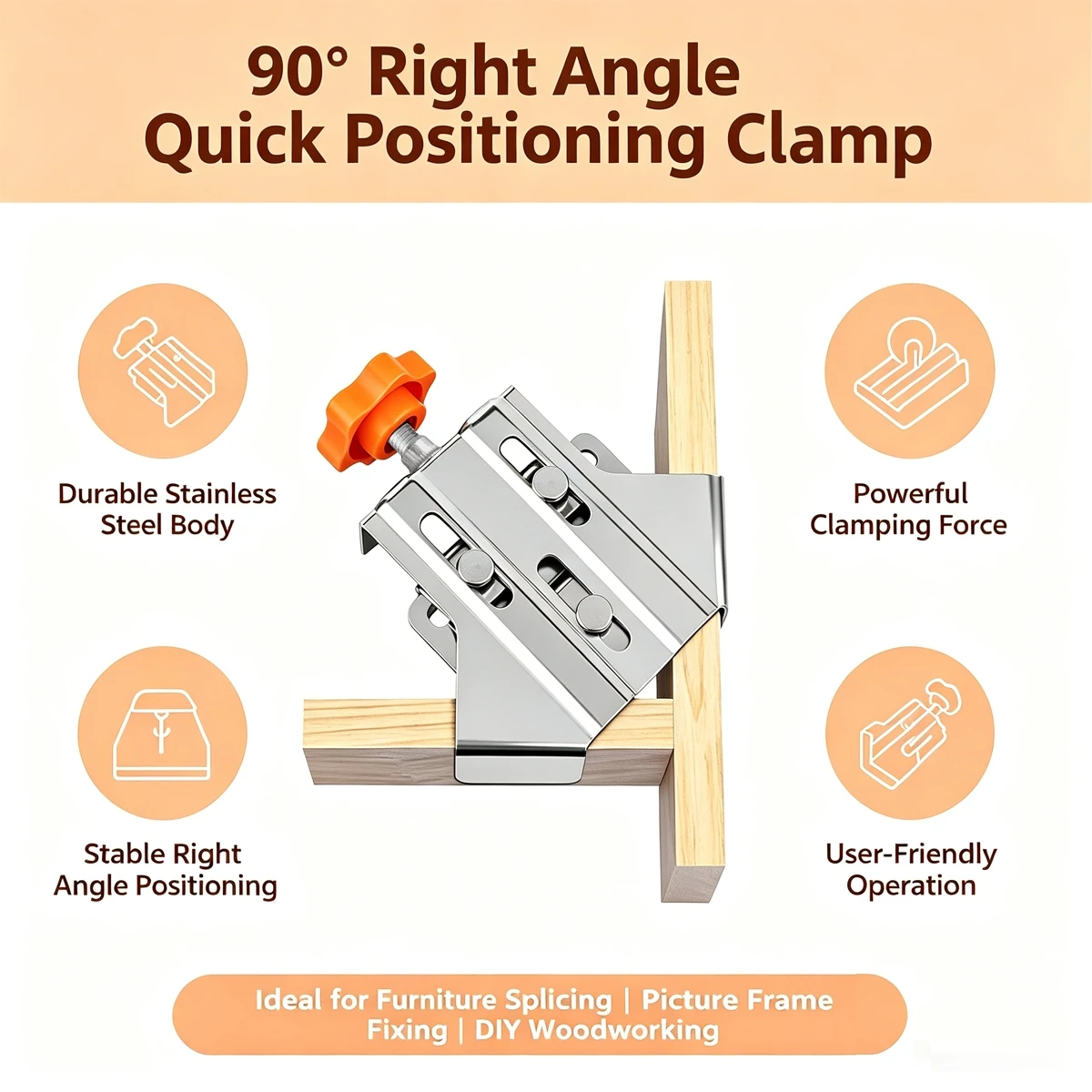 Stainless Steel Right Angle Clamp Quick Clip Sturdy Corner Clamp Locator Auxiliary Adjustable 90 Degree Fixing Clamp Welding