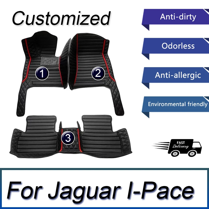 Car Floor Mats For Jaguar I-Pace IPACE I PACE 2018~2022 Carpet Leather Mat Anti Dirty Pad Cubre Pisos Para Autos Car Accessories