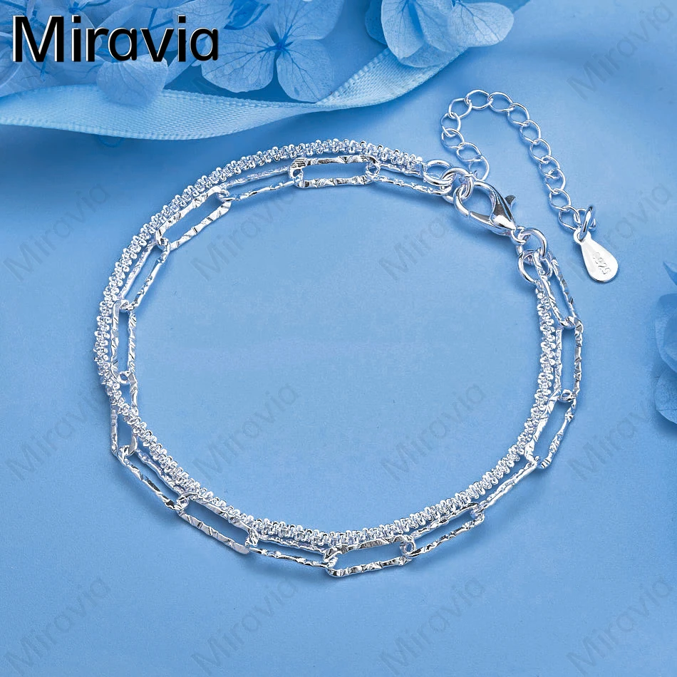 

Miravia 925 Sterling Silver Double Chain Stacking Bracelet Cute Fashion Women Gift Jewelry