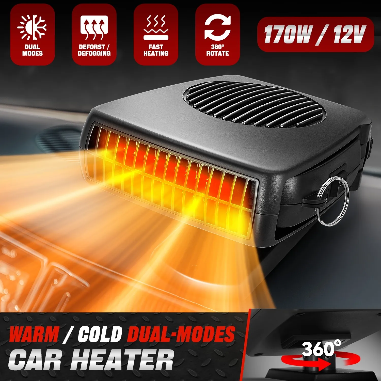 

Portable Electric Car 12v Heater & Cooler Heating Cooling Fan Defrost Demister