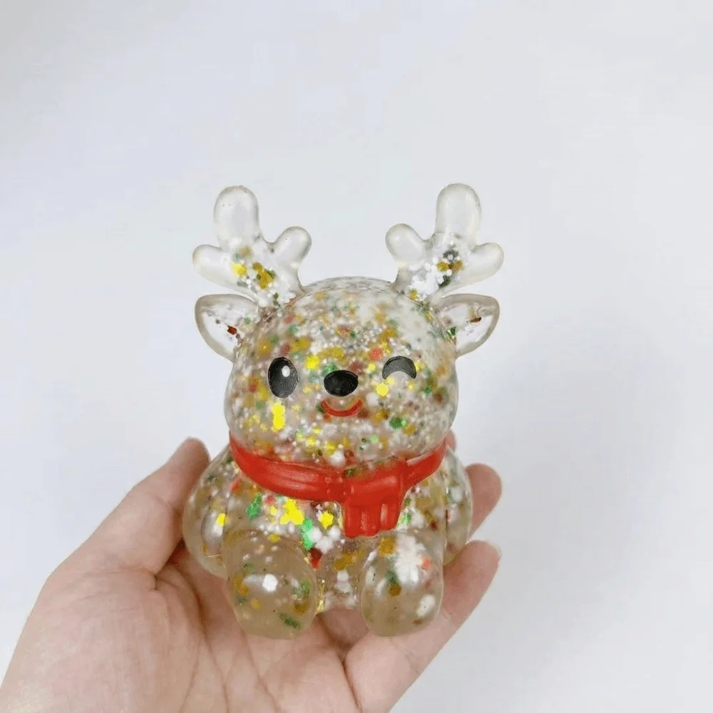 Fashion Slow Rising Christmas Squishy Glitter Sequins Assorted Fidget Squeeze Cute Snowman Shape Stress Relief Party Gift
