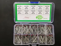 Kit de diodo Zener 200 piezas, 1W, 3,3 V/3,6 V/3,9 V/4,3/4,7/5,1/5,6/6,8 V, 1N/4728A, 4729A, 4730A, 4731A, 4732A, 4733A, 4734A, 4735A, 4737A