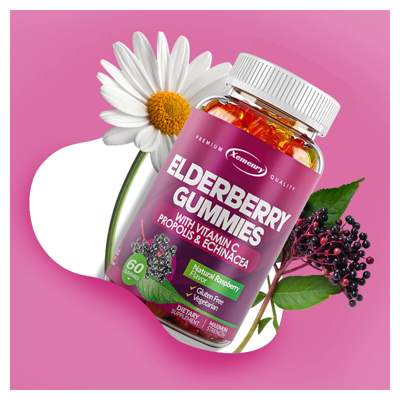 

Elderberry Gummies - Antioxidant, Soothe Inflammation, Improves Cell Activity and Elasticity, Boosts Immunity, Replenish Energy