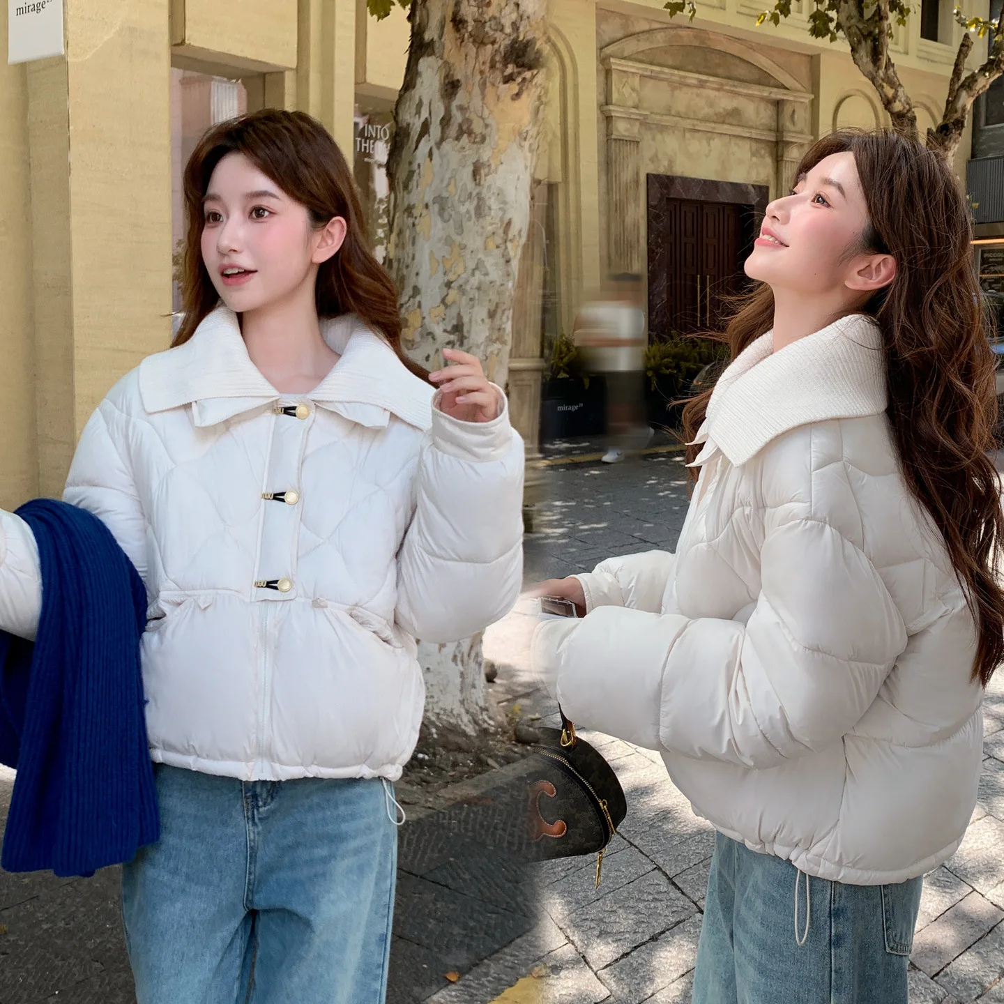 Short Coats Parkas Women Jackets Turn Down Collar Thick Warm Y2k Streetwear Elegant Jacket Work Coat Autumn Winter 2025