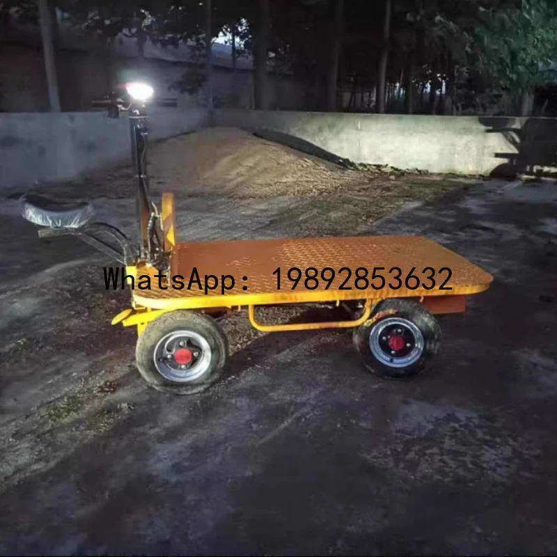 

Electric hand push flatbed truck four-wheel handling and transportation load pulling loading for construction site
