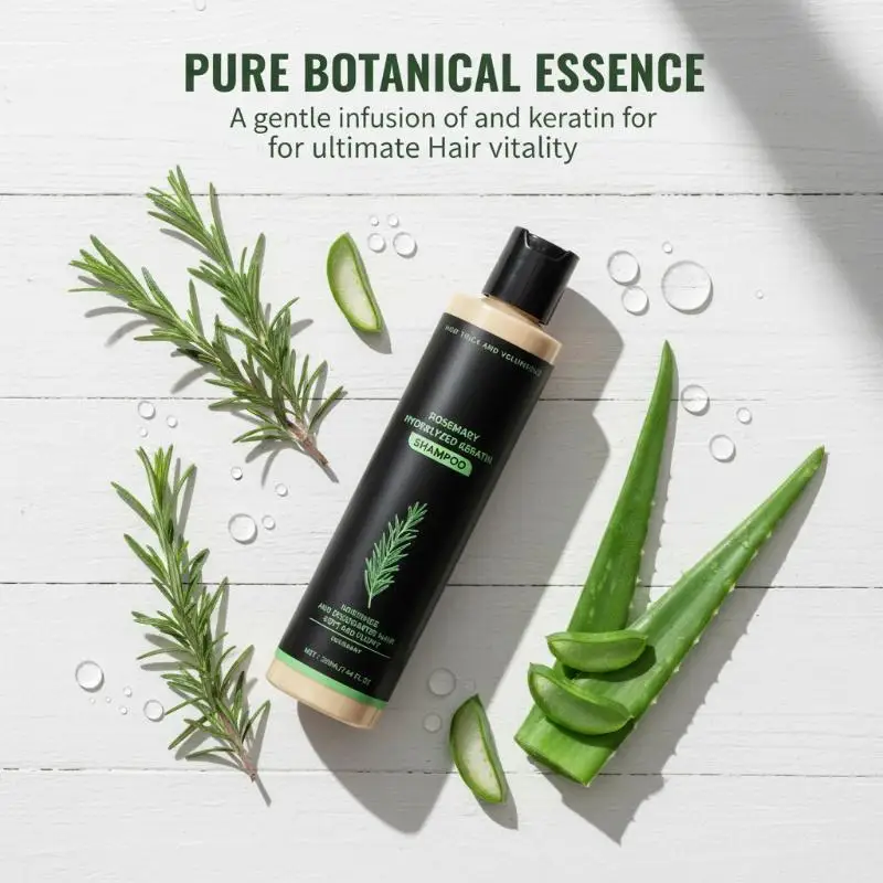Keratin Rosemary Shampoo Volumizing Moisturizing For Delicate Hair Smooth Shiny Look Easy Home Use