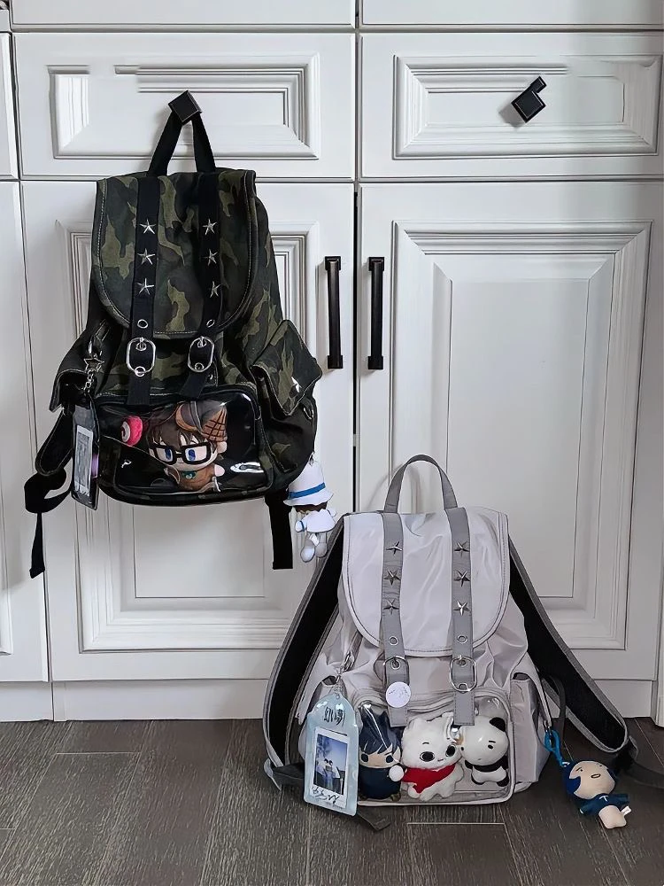 

2025 New Retro Korean Sle Polka Dot Star Large Capaci Casual Bapa Commuter oulder Bag for Youth Zipper Closure